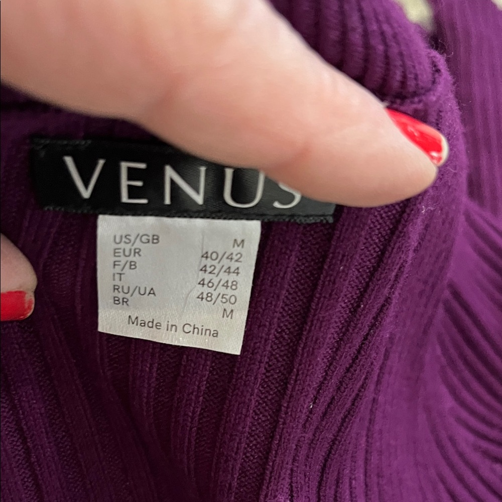 VENUS Deep Purple Long Sleeve Ribbed Top - Picture 6 of 6
